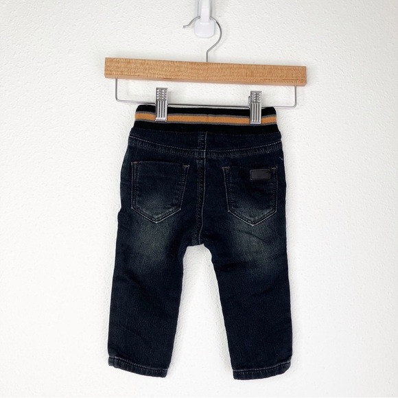 NWT Catimini jeans black denim knit elastic waist pull on size 9 months - Picture 2 of 12